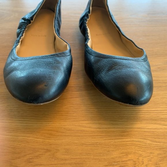 J. Crew Black Leather Italian Ballet Flats Size 9 (Fits like 8.5) - Picture 3 of 5